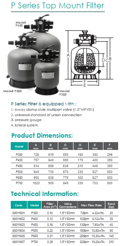 Emaux P-Series Top Mount Filter